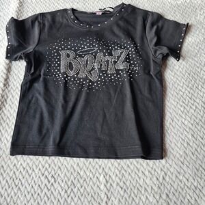 Dolls Kill Tee Shirt Women's S Black Bratz Rhinestone Logo Graphic NWT